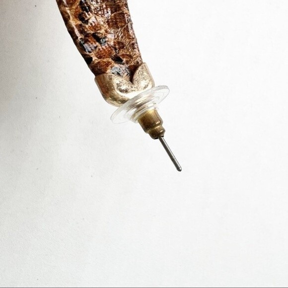 Faux Snakeskin Covered Hoop Earrings Oversized Lightweight - Picture 7 of 10